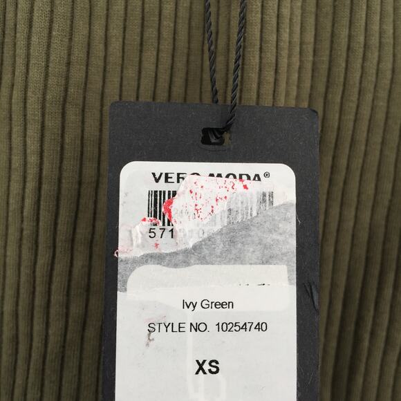 Vero Moda Women's Rib Off-The-Shoulder Bodycon Dress Ivy Green Size X-Small NWT - Picture 7 of 8